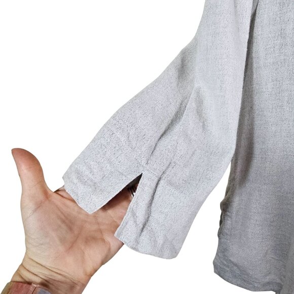 Soft Surroundings Linen Blend Jacket L Wood Button 3/4 Sleeve Relaxed Coastal - Picture 6 of 10